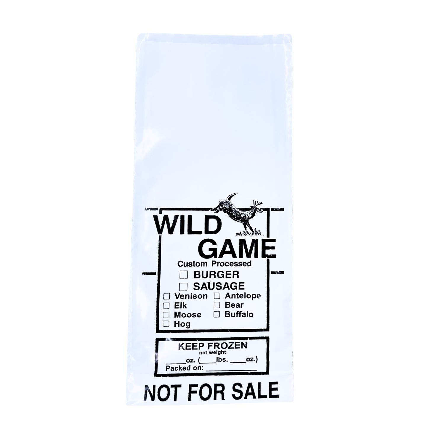 1LB GROUND MEAT BAG, WILD GAME NOT FOR SALE, 100 BAGS