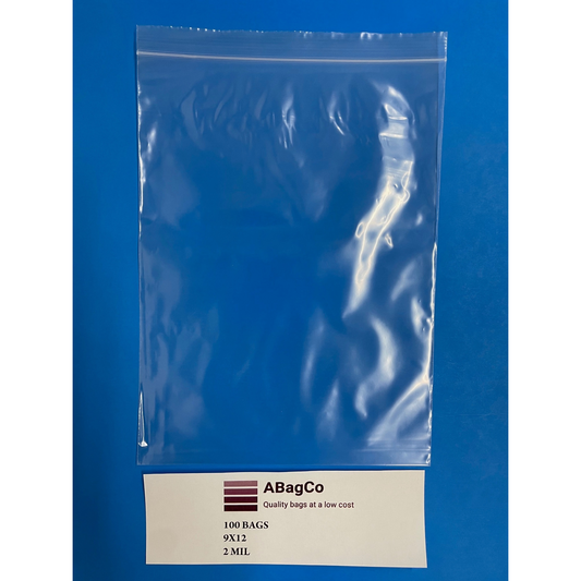 9X12 2 MIL CLEAR RECLOSABLE ZIP PLASTIC BAG