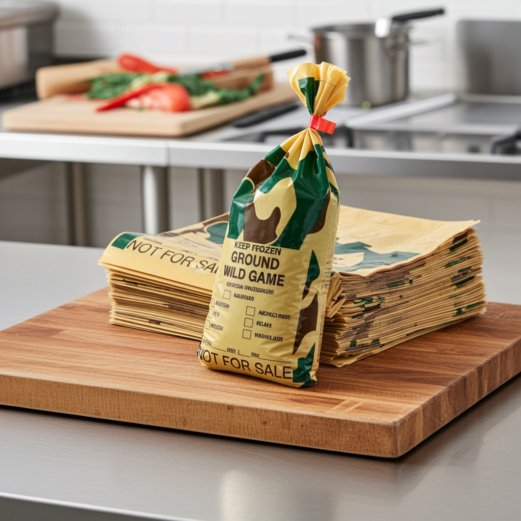 1 lb Ground Meat Bag, Camo Print Wild Game NFS, 100 Bags